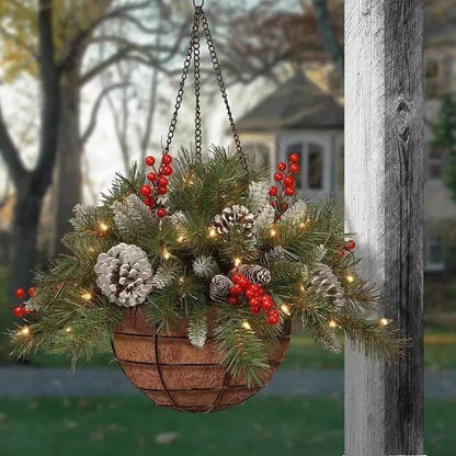 Artificial Hanging Basket Christmas Wreath