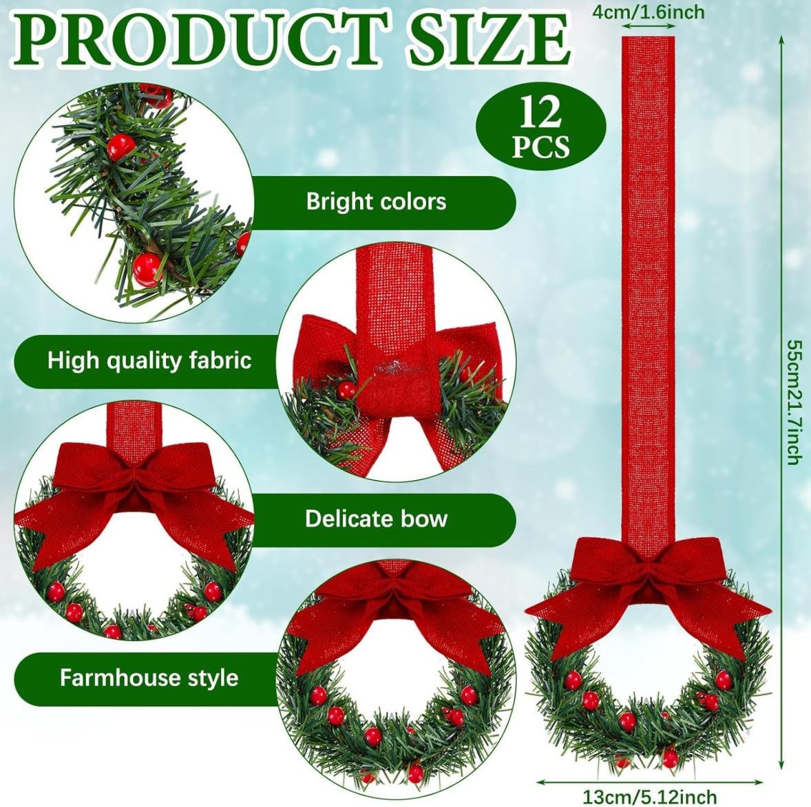 Christmas wreath with berry and bow accents