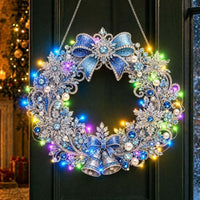Blue Bow and Bell Wreath