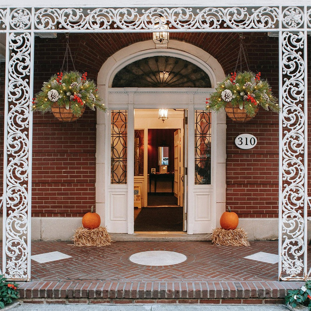 Artificial Hanging Basket Christmas Wreath