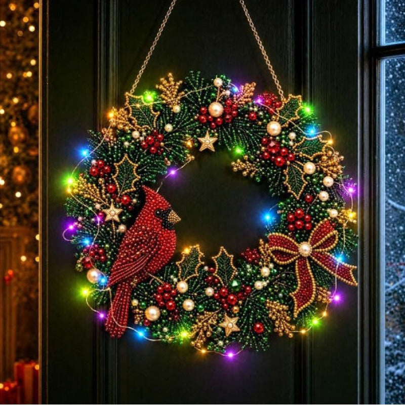 LED Christmas-Themed DIY Pearl and Diamond Painting（With string lights）