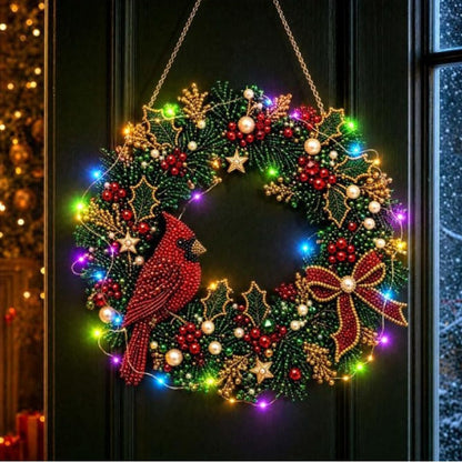 LED Christmas-Themed DIY Pearl and Diamond Painting（With string lights）