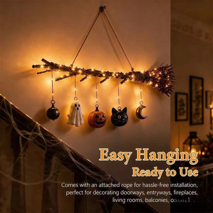 Light-up Halloween witch's broom