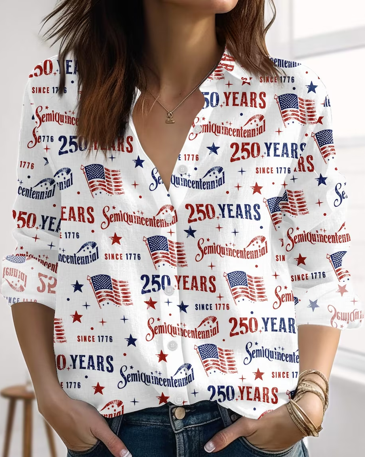 USA 250th Anniversary long sleeve Blouse Shirt
