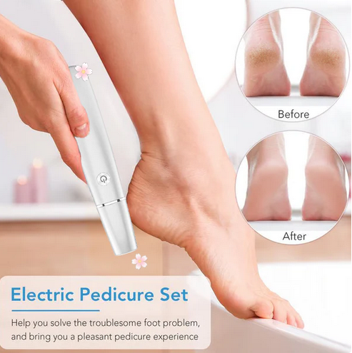 New Electric Foot File, Callus Remover for Cracked Heels, Portable Pedicure Kit with Replacement Heads