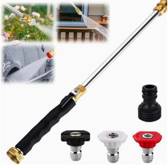 High-Pressure Washer Wand with 3 Spray Tips, All-in-One Cleaning Tool