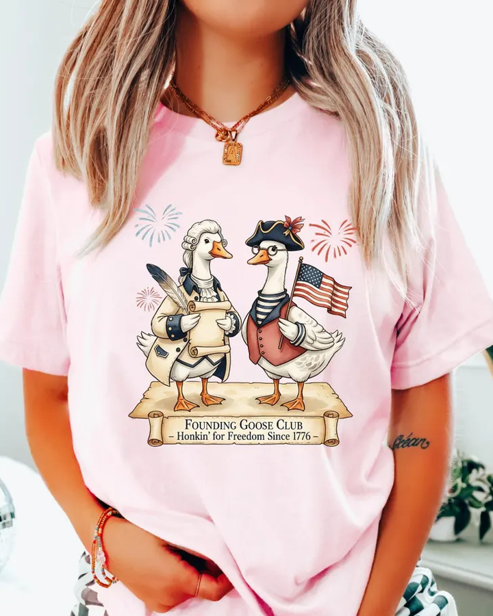 Funny Patriotic History Prints Cotton Short Sleeve Tshirt
