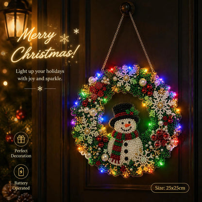 LED Christmas-Themed DIY Pearl and Diamond Painting（With string lights）