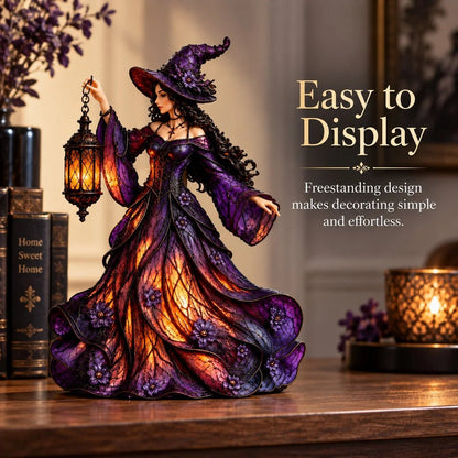 🧙 Gothic Witch Lantern Figurine | Warm LED Glow for Shelves, Mantels & Halloween Displays 🎃