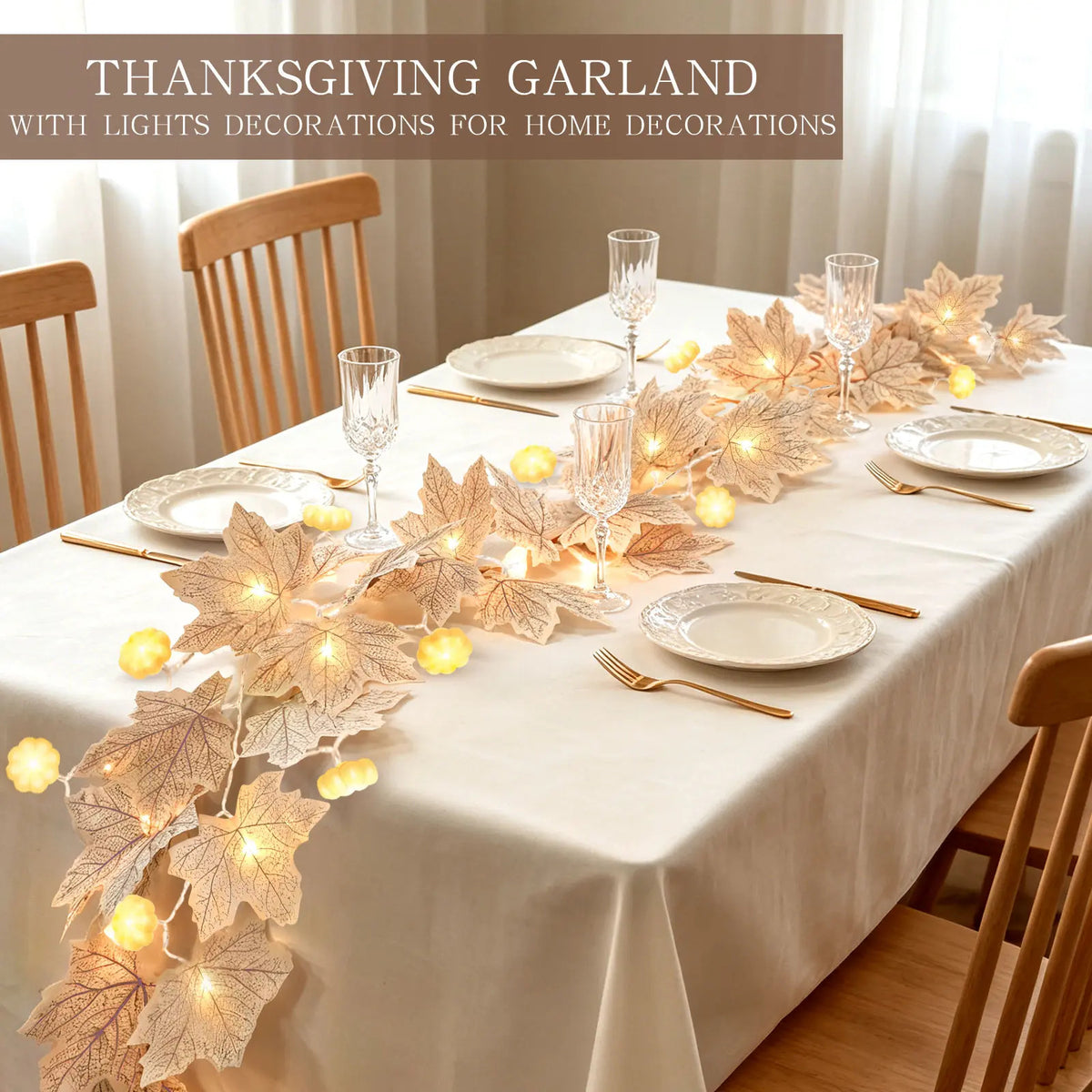 Halloween Artificial Maple Leaf and Pumpkin Decorative String Lights