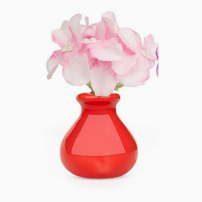 Mini Ceramic Vase Fridge Magnet with Artificial Flowers, Cute Decor for Kitchen & Office
