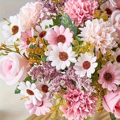 4-Piece Set: Artificial 7-Stem Hydrangea and Peony Bouquet