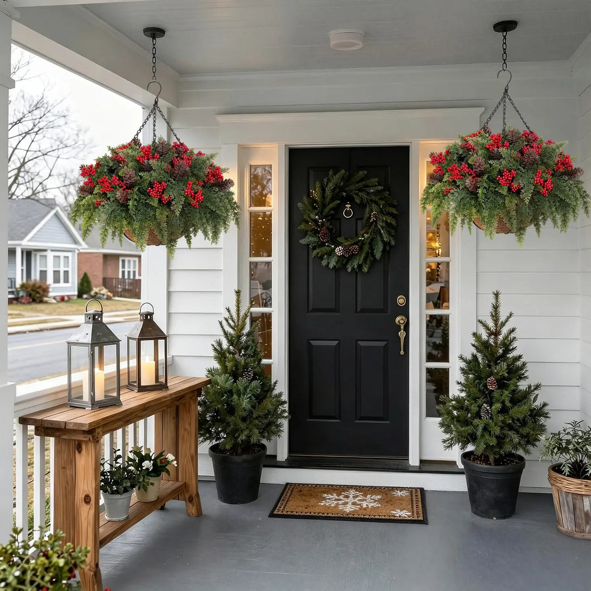 Artificial Christmas Greenery Arrangement: Cedar and Red Berries