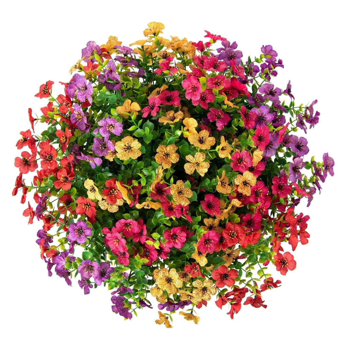 Outdoor Artificial Violet Flowers, 7-Stem Faux Floral Bush for Garden & Balcony Decor