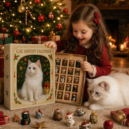 Advent Calendar 2026 3D Cat Advent Calendar Gift for Adults Friends Cat Owners and Lovers Christmas Holiday Countdown Gift 24 Designs Cats Charm Christmas Tree Ornament