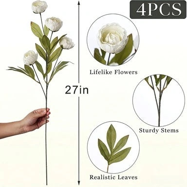 4-Head Artificial Peony Decorative Flower