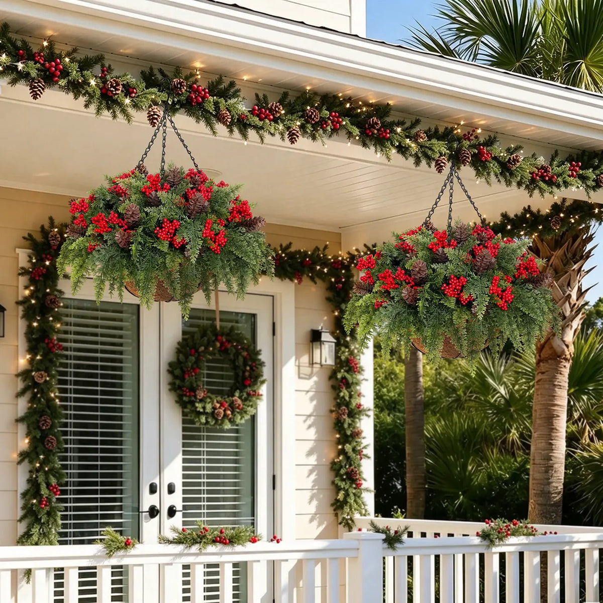 Artificial Christmas Greenery Arrangement: Cedar and Red Berries