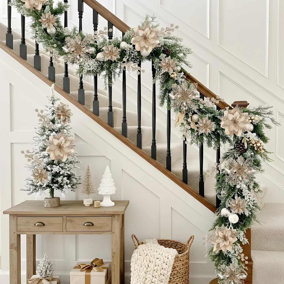 Christmas-themed artificial flower decoration set（18-piece set）