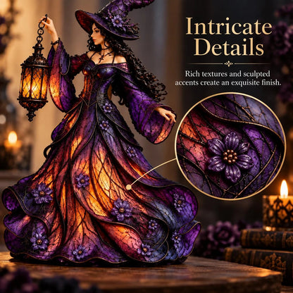 🧙 Gothic Witch Lantern Figurine | Warm LED Glow for Shelves, Mantels & Halloween Displays 🎃