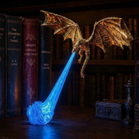 Golden Dragon with Blue Flame