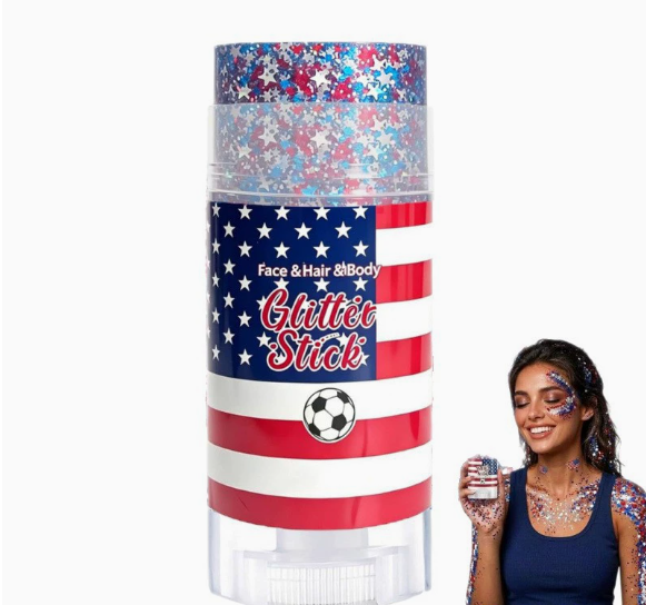 Patriotic Glitter Stick, Safe Non-Toxic for Face, Hair, Nails