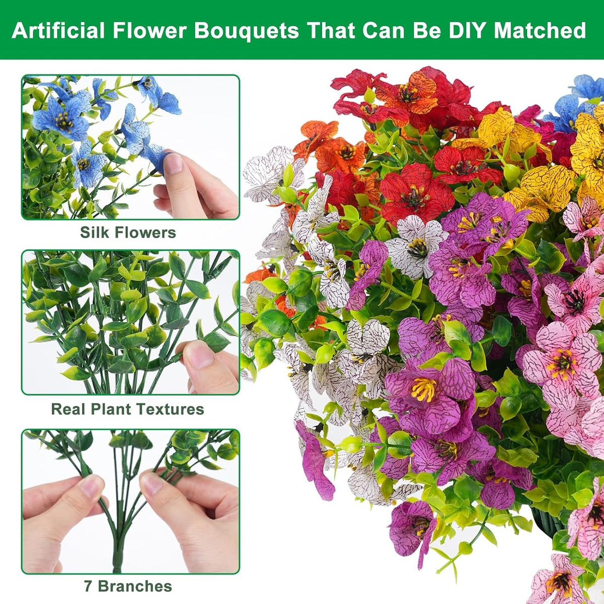 UV-resistant colorful artificial flowers