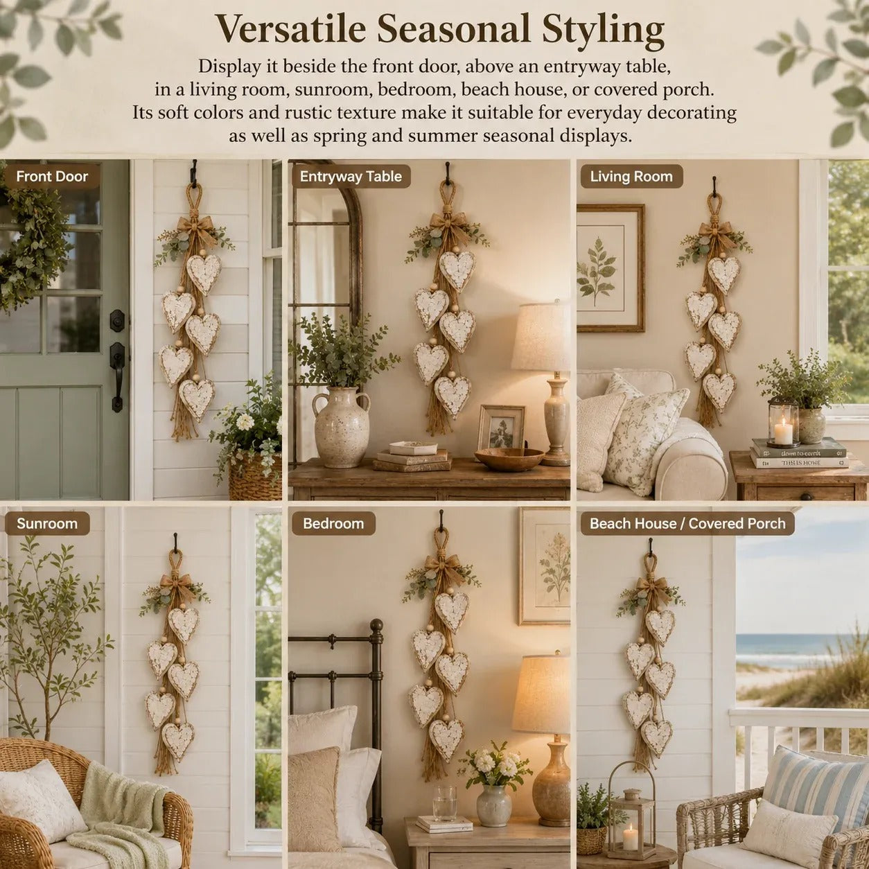 Hanging heart-shaped wall decoration