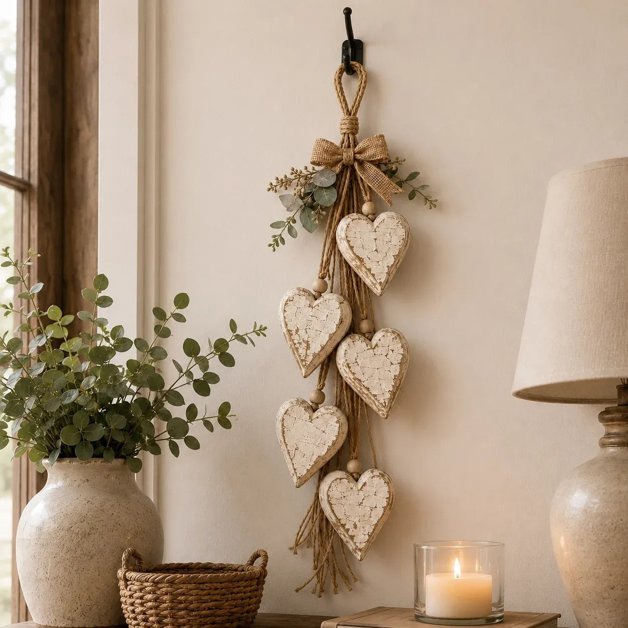 Hanging heart-shaped wall decoration