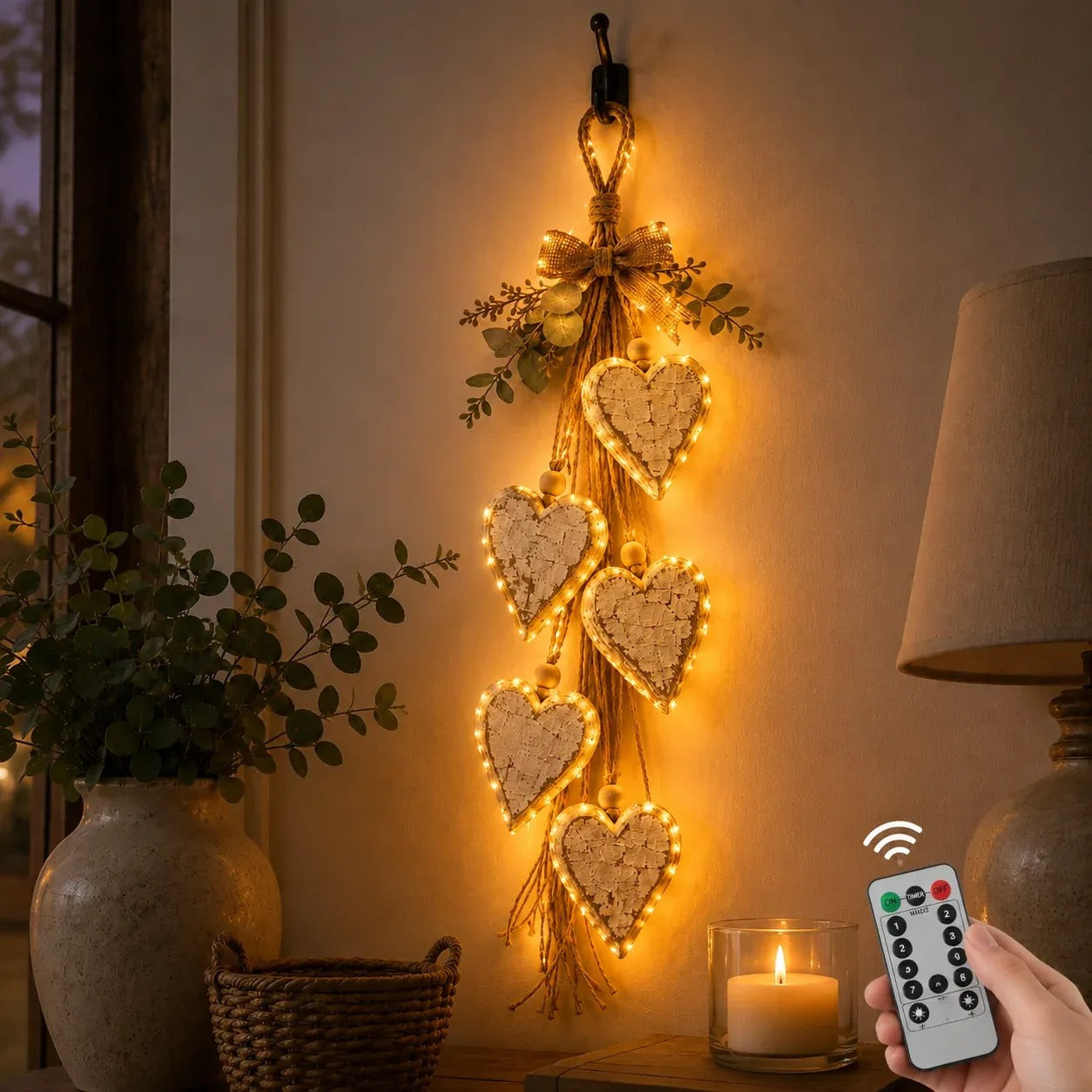 Hanging heart-shaped wall decoration