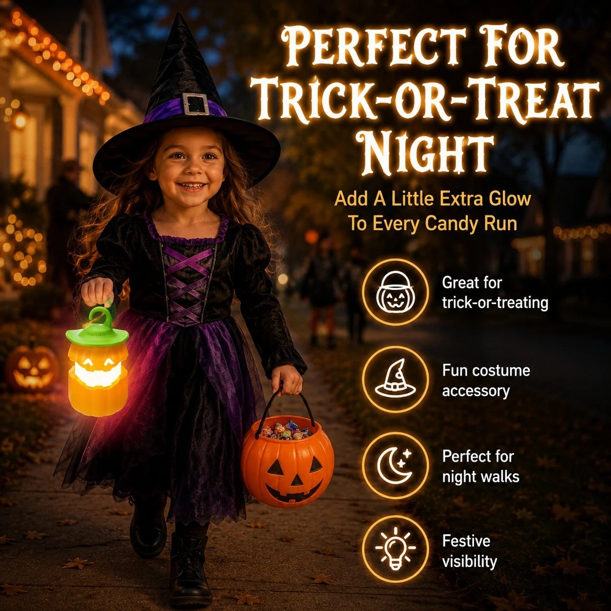 Halloween Pull-Up Light-Up Lantern CollectionGhost Pumpkin Skeleton