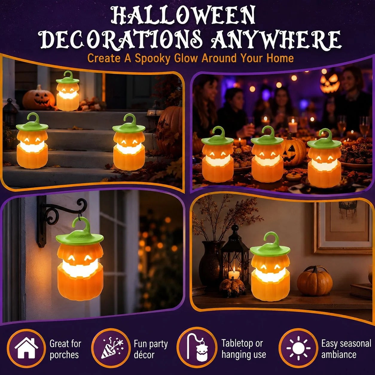 Halloween Pull-Up Light-Up Lantern CollectionGhost Pumpkin Skeleton