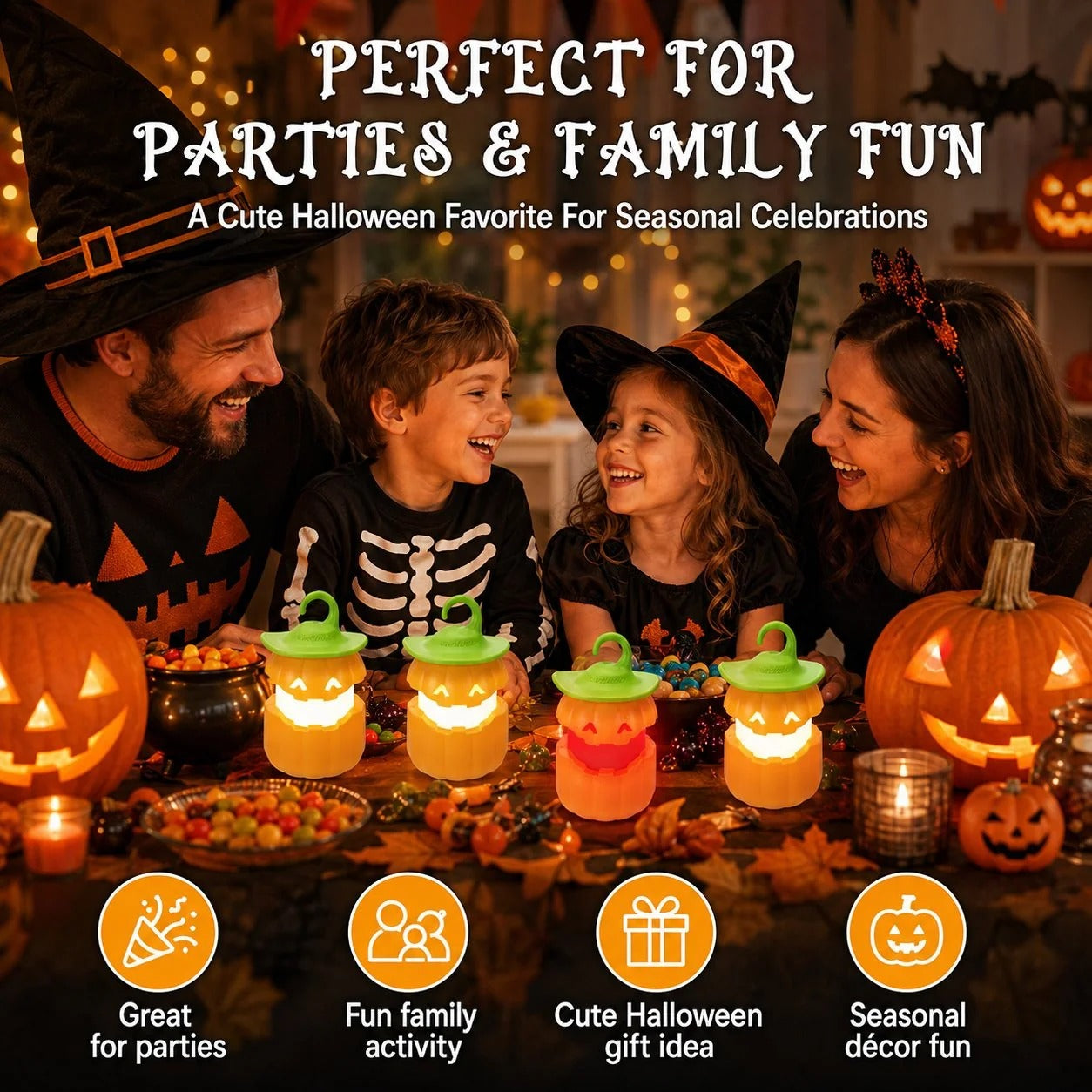Halloween Pull-Up Light-Up Lantern CollectionGhost Pumpkin Skeleton