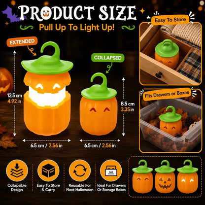Halloween Pull-Up Light-Up Lantern CollectionGhost Pumpkin Skeleton