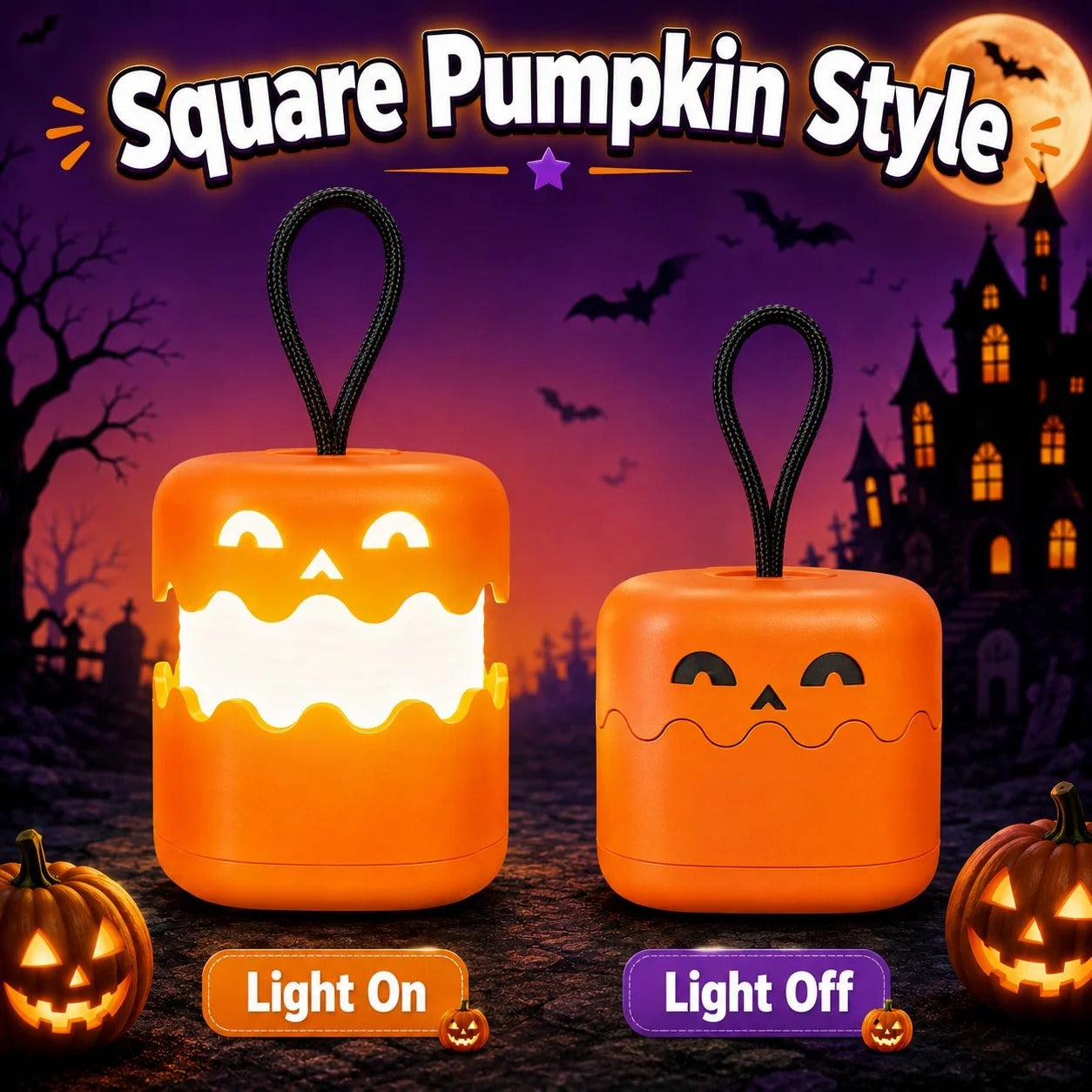 Halloween Pull-Up Light-Up Lantern CollectionGhost Pumpkin Skeleton