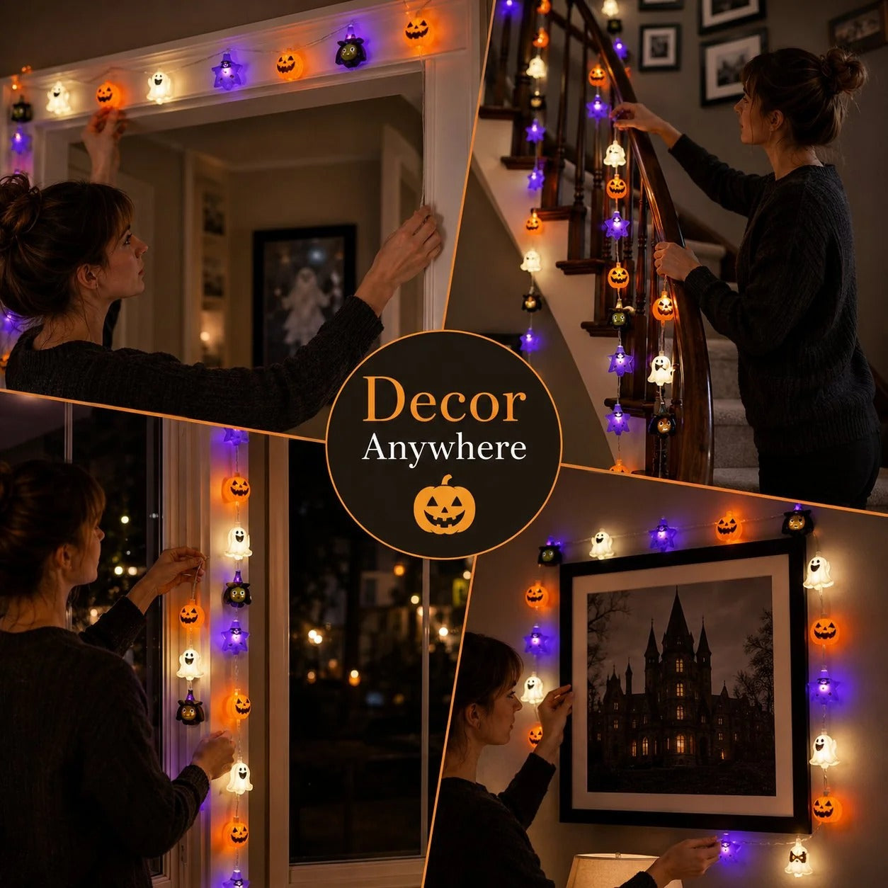 Halloween LED String Lights: Pumpkin and Skull Decorative Lights