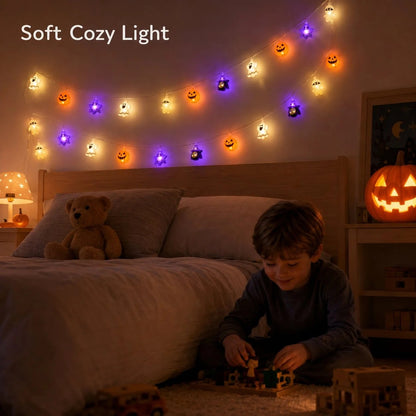 Halloween LED String Lights: Pumpkin and Skull Decorative Lights