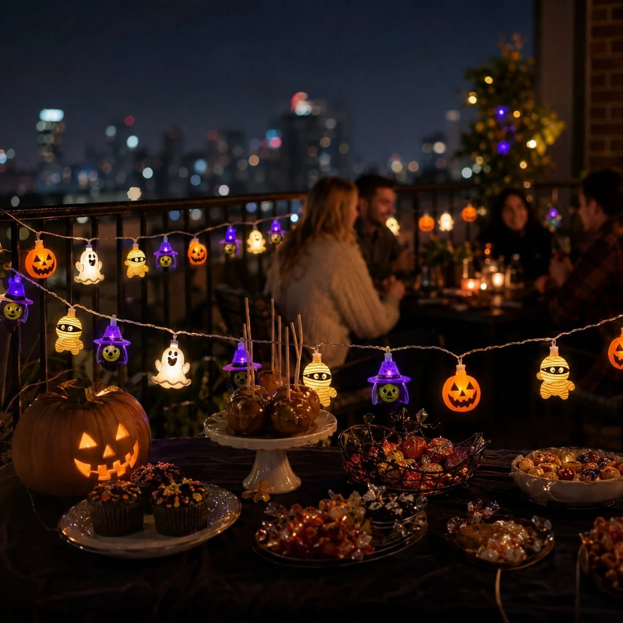 Halloween LED String Lights: Pumpkin and Skull Decorative Lights