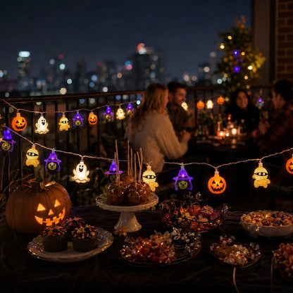 Halloween LED String Lights: Pumpkin and Skull Decorative Lights