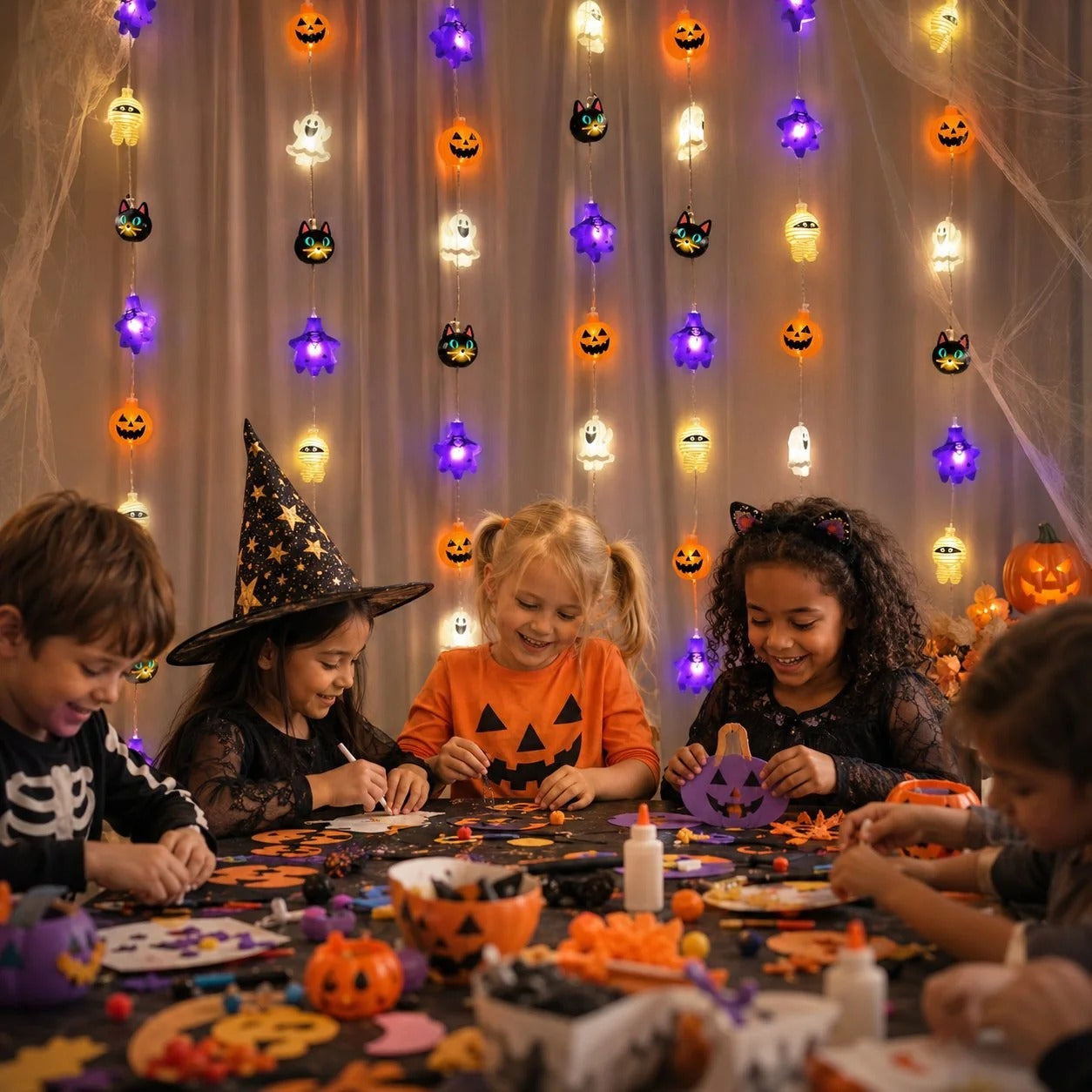 Halloween LED String Lights: Pumpkin and Skull Decorative Lights