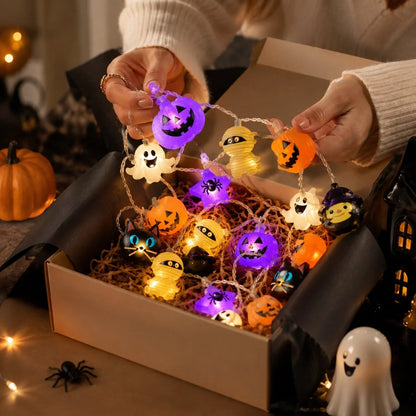 Halloween LED String Lights: Pumpkin and Skull Decorative Lights