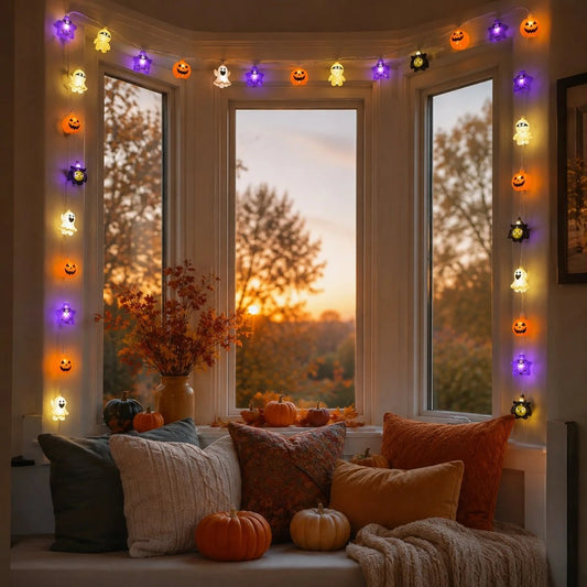Halloween LED String Lights: Pumpkin and Skull Decorative Lights