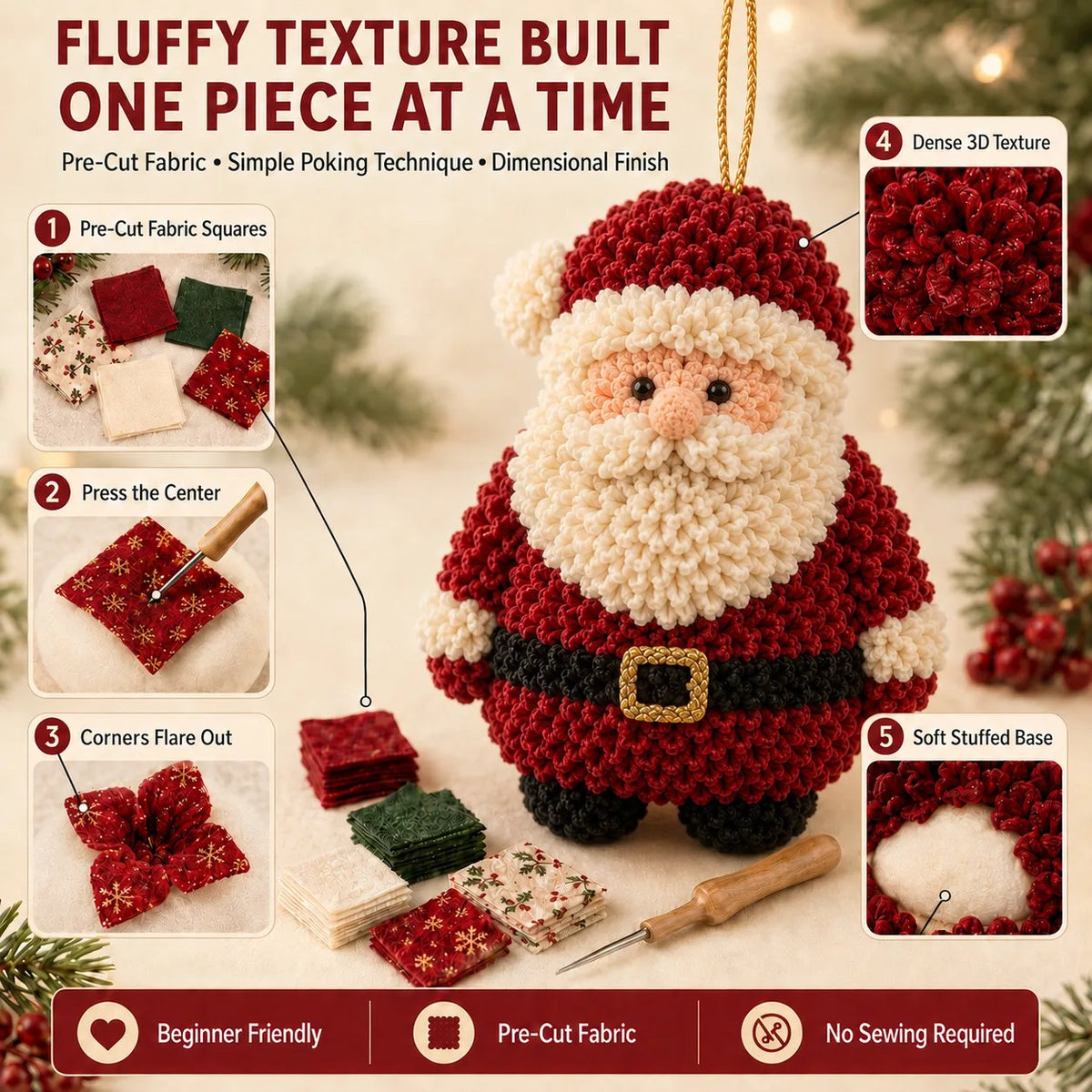 3D Fabric Christmas Ornament DIY Kit