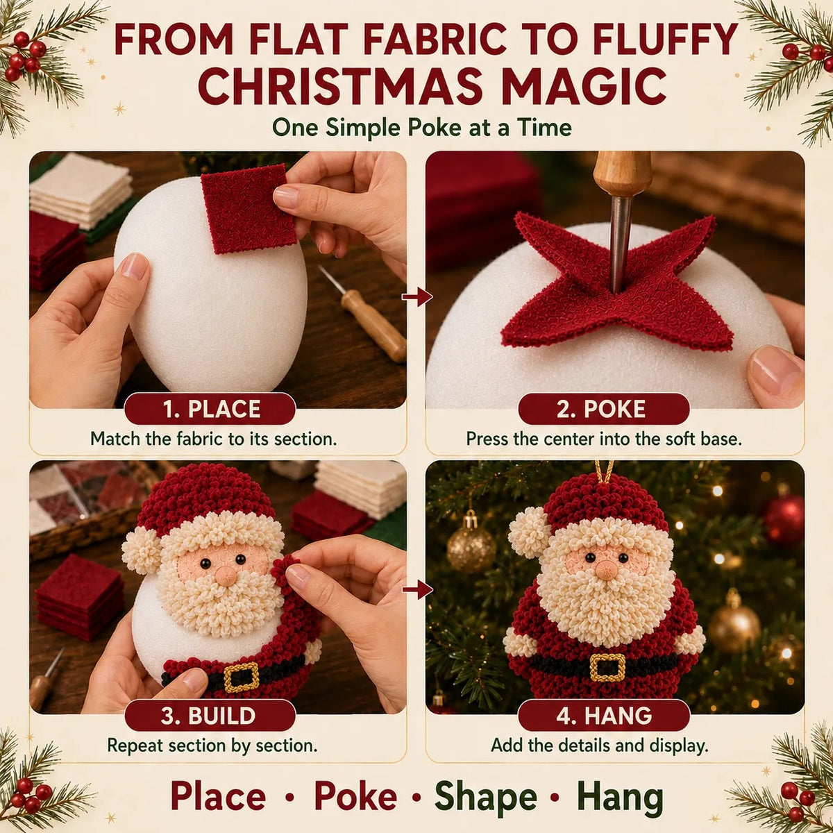 3D Fabric Christmas Ornament DIY Kit