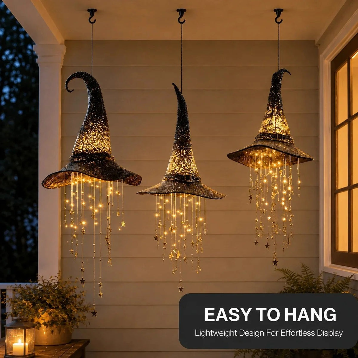 Light-up Witch Hat Wind Chime Hanging Decoration