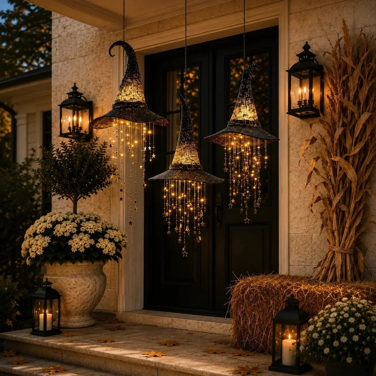 Light-up Witch Hat Wind Chime Hanging Decoration