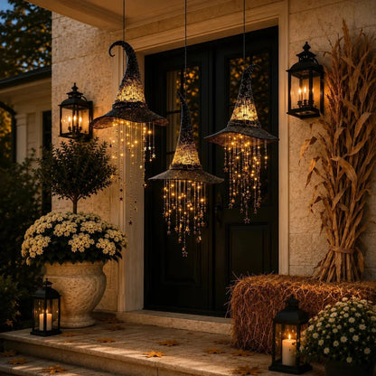 Light-up Witch Hat Wind Chime Hanging Decoration