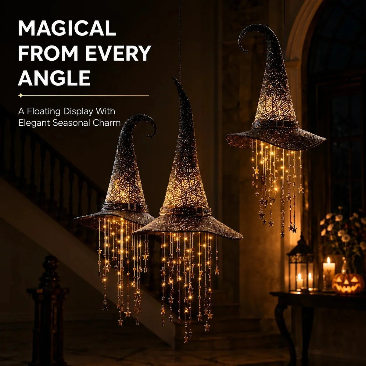 Light-up Witch Hat Wind Chime Hanging Decoration