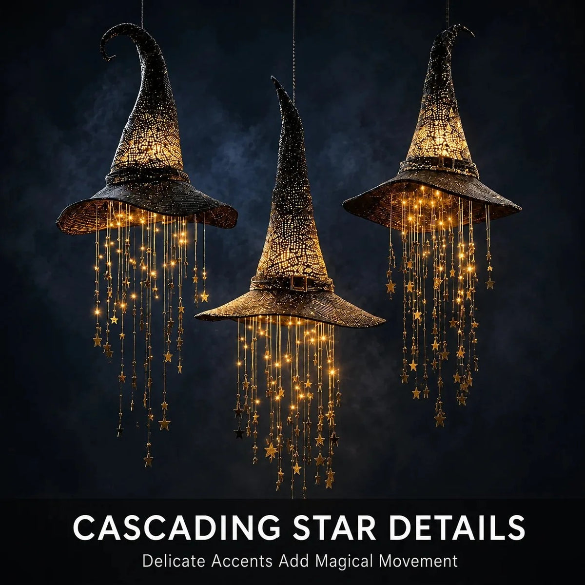Light-up Witch Hat Wind Chime Hanging Decoration