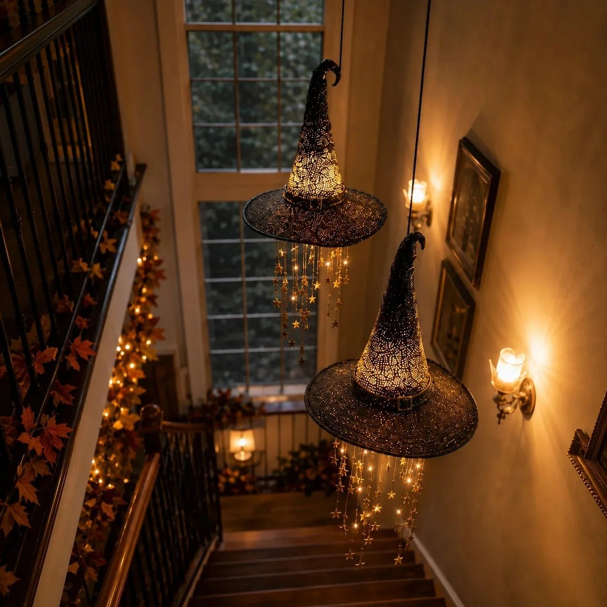 Light-up Witch Hat Wind Chime Hanging Decoration