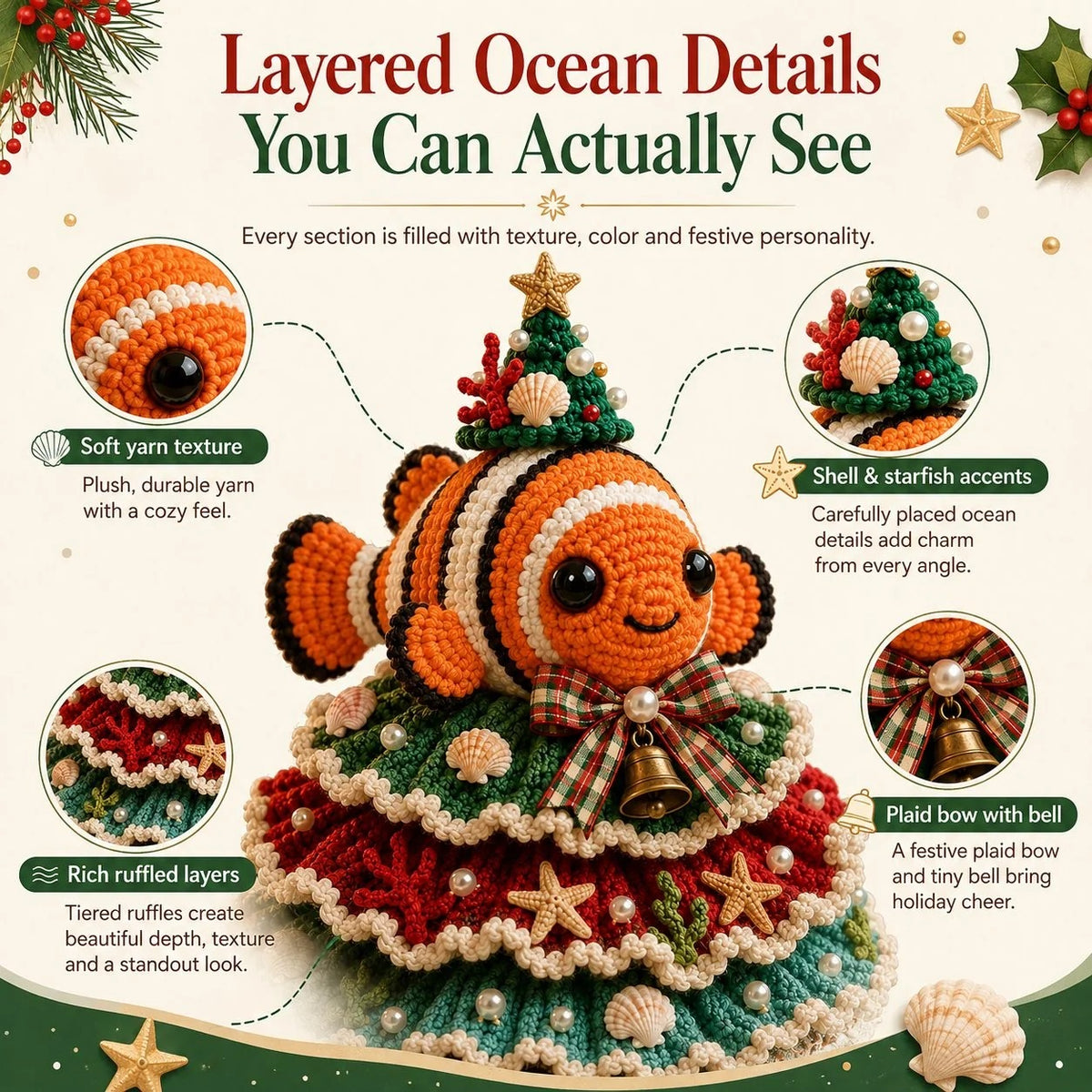 DIY Ocean-Themed Christmas Tree Crochet Kit